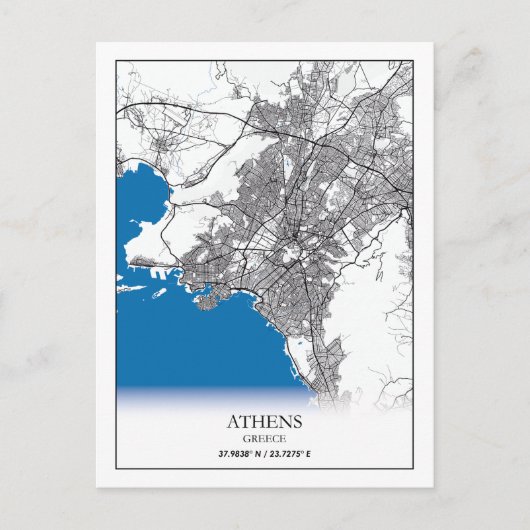 Athene Griekenland Stadskaarten Eenvoudig minimuma Briefkaart (Voorkant)