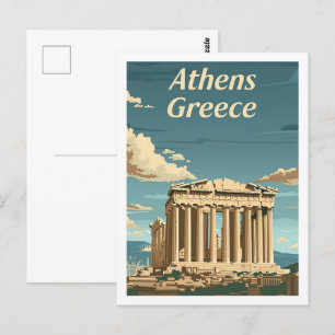 Athene Griekenland Vintage Beroemde Reisplaats Briefkaart