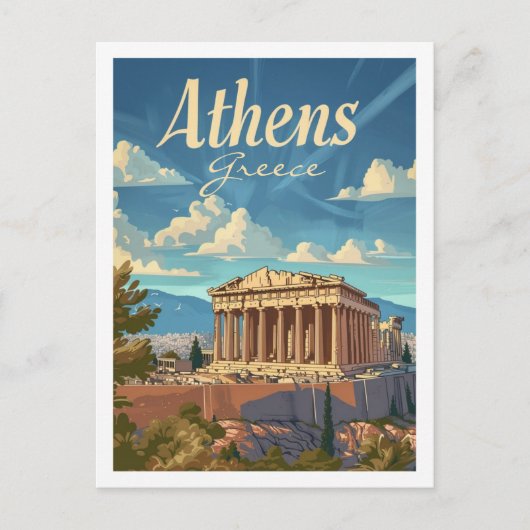 Athene Griekenland Vintage Beroemde Reisplaats Briefkaart (Voorkant)