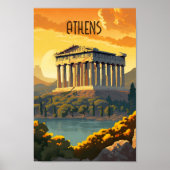 Athene Griekenland Vintage Beroemde Reisplaats Poster (Voorkant)