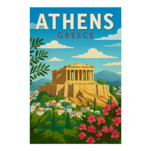 Athene Griekenland Vintage Reis Parthenon Acropo Perfect Poster