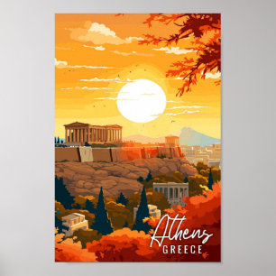 Athene Griekenland vintage reisillustratie Poster