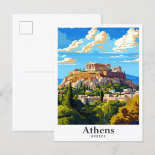 Athene Griekenland Vintage reisportret Briefkaart