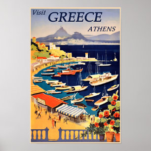 Athene, Griekenland Vintage Reisposter Poster
