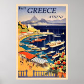 Athene, Griekenland Vintage Travel Poster (Voorkant)