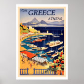 Athene, Griekenland Vintage Travel Poster (Voorkant)