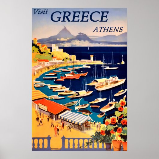 Athene, Griekenland Vintage Travel Poster (Voorkant)
