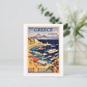 Athene, Griekenland Vintage Travel Poster Briefkaart (Staand voorkant)