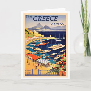 Athene, Griekenland Vintage Travel Poster Kaart