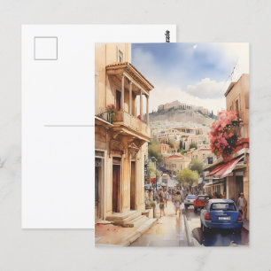 Athene Griekenland waterverf art Briefkaart