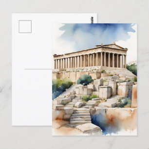 Athene Griekenland waterverf art Briefkaart