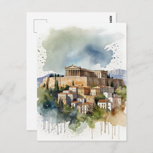 Athene Griekenland waterverf art Briefkaart (Voorkant / Achterkant)