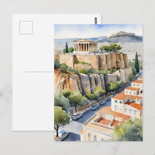 Athene Griekenland waterverf art Briefkaart (Voorkant / Achterkant)