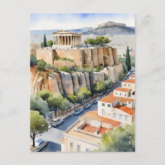 Athene Griekenland waterverf art Briefkaart (Voorkant)