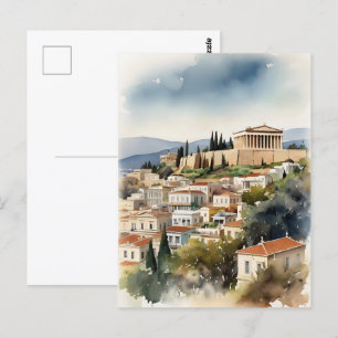 Athene Griekenland waterverf art Briefkaart