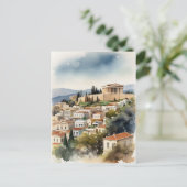 Athene Griekenland waterverf art Briefkaart (Staand voorkant)