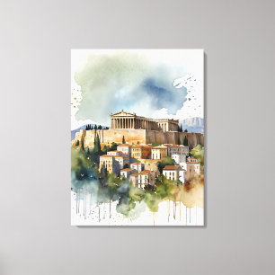 Athene Griekenland waterverf art Canvas Afdruk