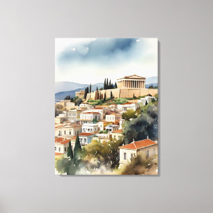 Athene Griekenland waterverf art Canvas Afdruk