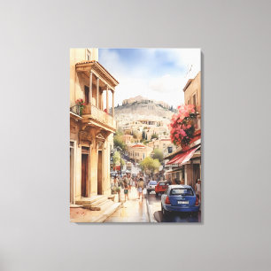 Athene Griekenland waterverf art Canvas Afdruk