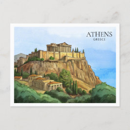 athene griekenland Waterverf Briefkaart | Historis