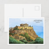 athene griekenland Waterverf Briefkaart | Historis (Voorkant / Achterkant)