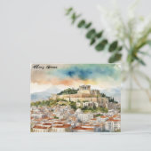 Athene Griekenland Waterverf schilderij Panorama U Briefkaart (Staand voorkant)
