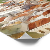 Athene Griekenland Waterverf schilderij Panorama U Poster (Hoek)