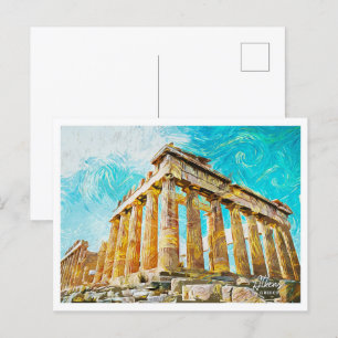 Athene Grieks Olieverf Stad Landschap Briefkaart