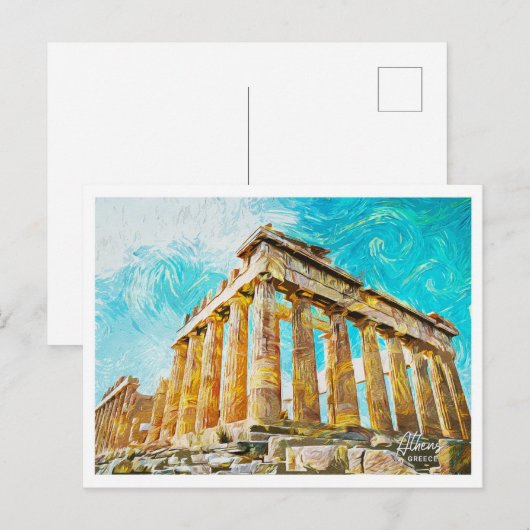 Athene Grieks Olieverf Stad Landschap Briefkaart (Voorkant / Achterkant)