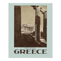 Athene: Het Poster van de Vintage-reis van het Par