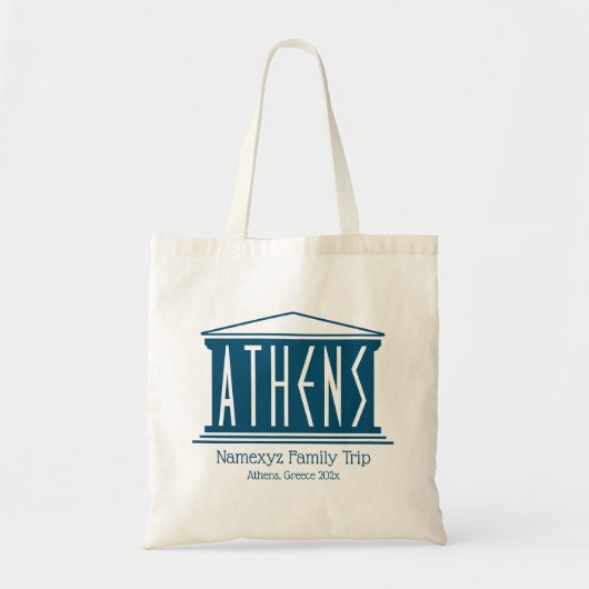 Athene Logo Typografie Family Trip naar Griekenlan Tote Bag (Voorkant)