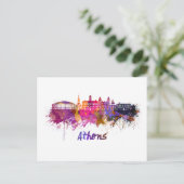 Athene OH skyline in waterverf Briefkaart (Staand voorkant)