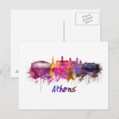 Athene OH skyline in waterverf Briefkaart (Voorkant / Achterkant)