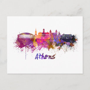 Athene OH skyline in waterverf Briefkaart