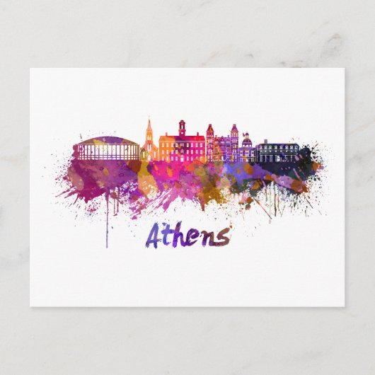 Athene OH skyline in waterverf Briefkaart (Voorkant)