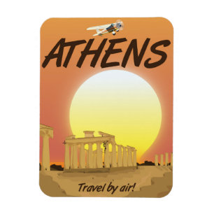 Athene "Reizen per vliegtuig" Gouden Zonsondergang Magneet