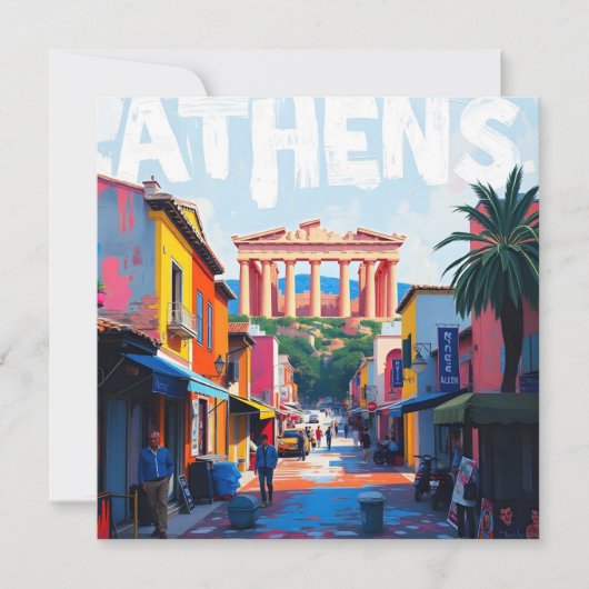 Athene stad feestdagenkaart (Voorkant)
