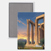 Athene Tempel van de Olympische Zeus Griekenland R Magneet (Voorkant / Achterkant)