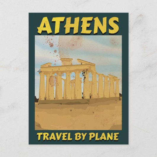 Athene vintage reisposter briefkaart (Voorkant)