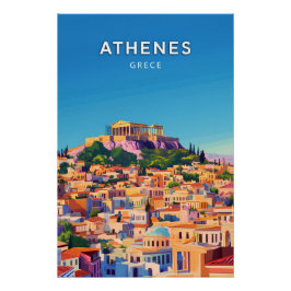 Athenes, Grece, Poster in retro-chic stijl