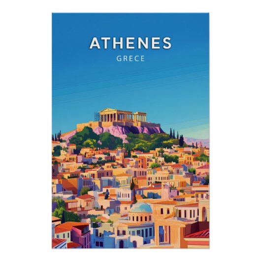 Athenes, Grece, Poster in retro-chic stijl (Voorkant)