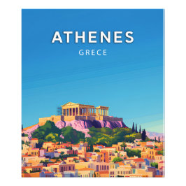 Athenes, Grece, Poster in retro-chic stijl
