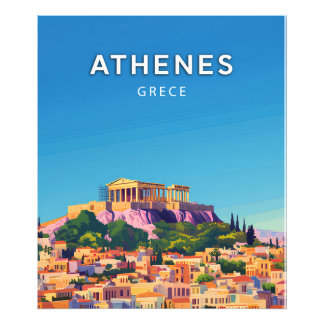 Athenes, Grece, Poster in retro-chic stijl