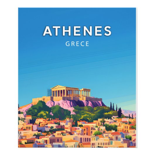 Athenes, Grece, Poster in retro-chic stijl (Voorkant)