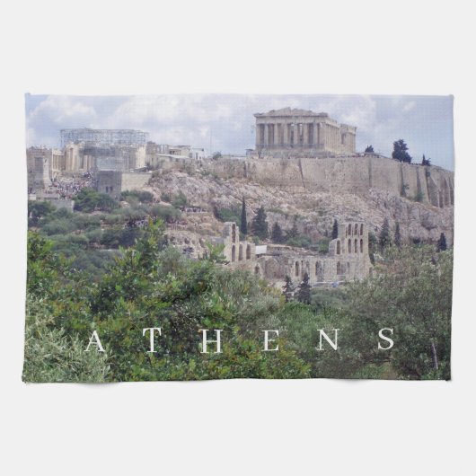 Athens Acropolis uitzicht theedoek (Horizontaal)