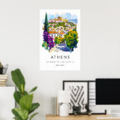 Athens Aquarel Reispark Ski Poster Vintage (Thuiskantoor)