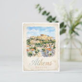 Athens aquarel stad briefkaart (Staand voorkant)