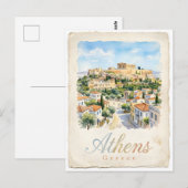 Athens aquarel stad briefkaart (Voorkant / Achterkant)