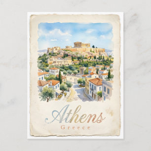 Athens aquarel stad briefkaart