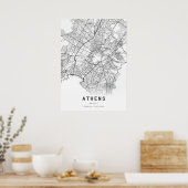 Athens City Cartografie Kaart Poster (Keuken)